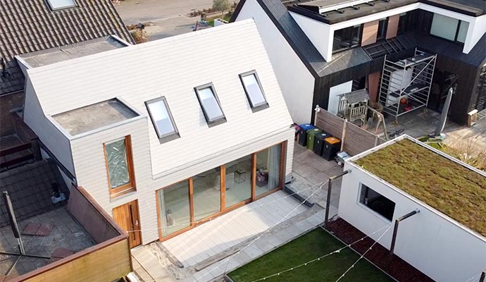 aanbouw woning houtskelet Houten