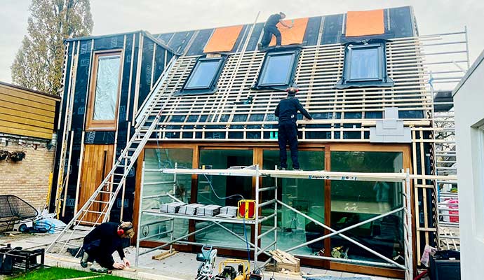 aanbouw woning in hout