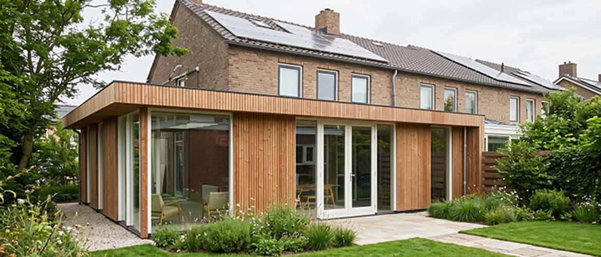 aanbouw hoekwoning hout